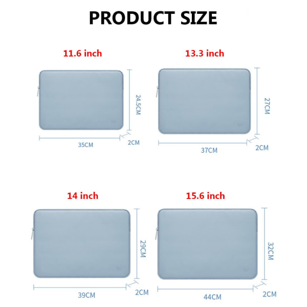 13 14 15 tommer Laptop Taske Sleeve Case BLÅ 14 TOMM Blue 14 inch