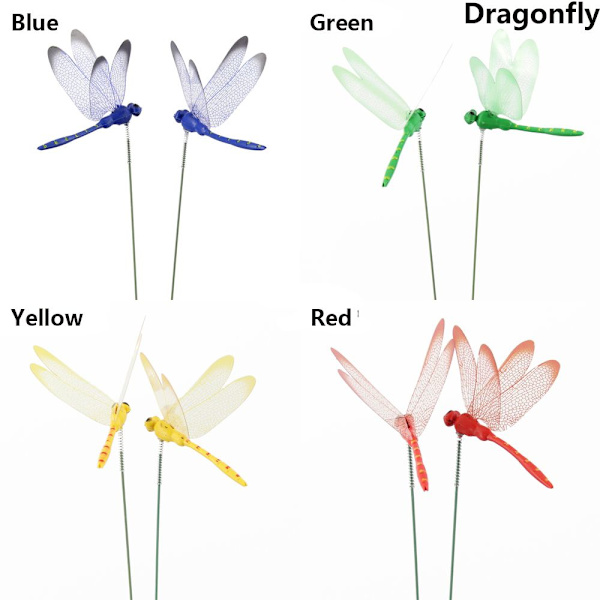 5/10 STK kunstig guldsmede-simuleringssommerfugl med stilk blue 10PCS Dragonfly