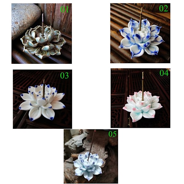 Keramisk brennerholder Lotus Flower Røkelsekar 04 04 04