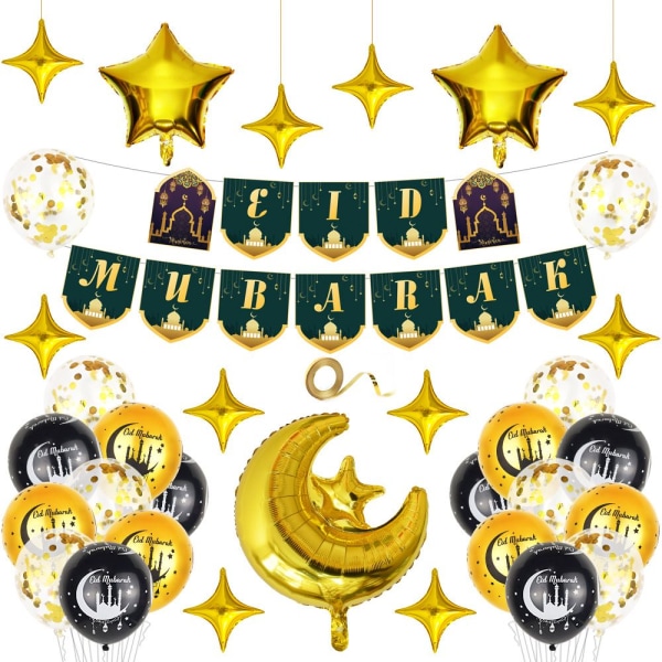 Eid Mubarak ballongballonger och tillbehör 6 6 6
