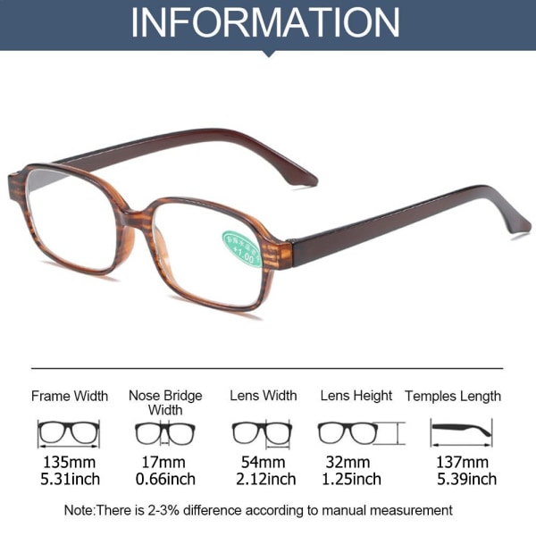 Läsglasögon Presbyopiska glasögon STYRKE +2,00 STYRKA Strength +2.00