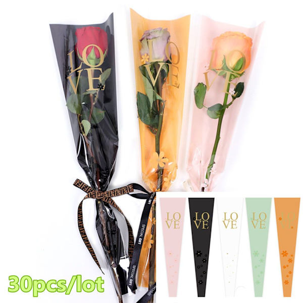 30st/lot Blomsterförpackningspåse Enkel Rosengren SVART black