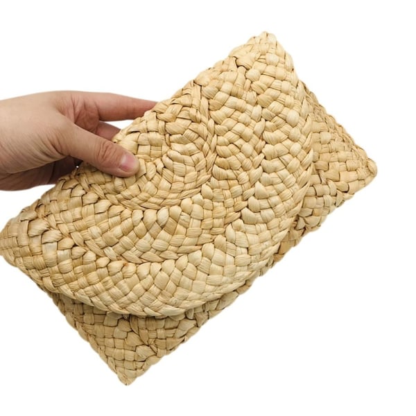 Corn Fur Woven Bag Square Clutch Bags LÄTT KAFFE light coffee