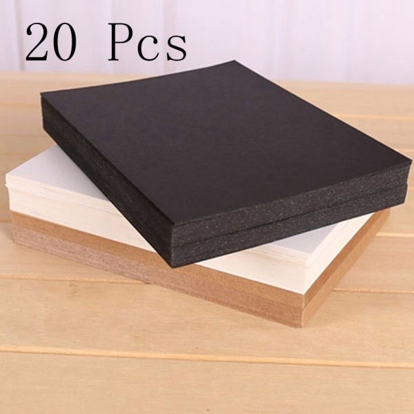 20 Stk Notebook Card Blankt Skrivepapir Skitse Graffiti SORT Black