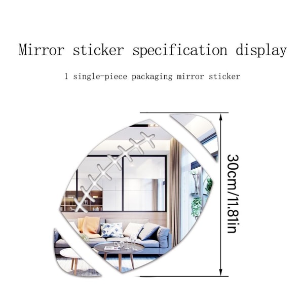 Mirror Wall Sticker 3D Basketball Fodbold Rugby GULD FODBOLD gold football-football