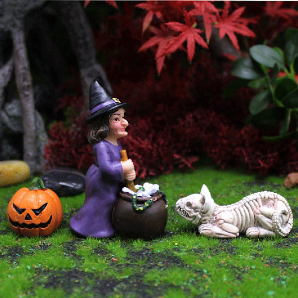 Halloween Witch Figuurit Kissan luuranko Skull Bones
