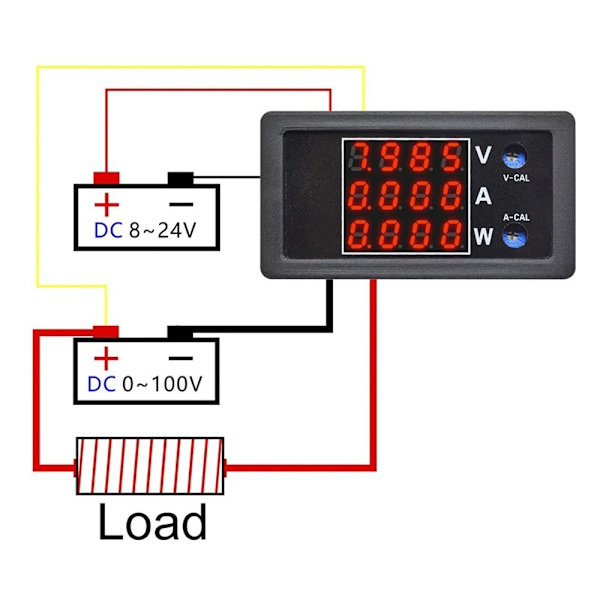 Digitaalinen volttimittari Jännite Virta Energiamittari Power PUNAINEN Red Red Red