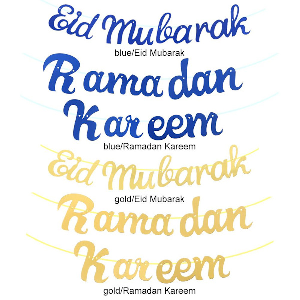 Hængende Flag Bunting Banner BLÅ EID MUBARAK blue Eid Mubarak-Eid Mubarak