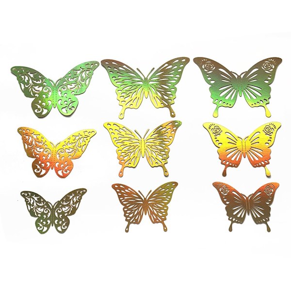 12 kpl / Set 3D Butterfly Tarrat Seinätarrat GOLD BB gold B-B