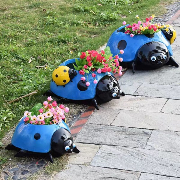 Statyett Nyckelpigor Blomkruka GUL Yellow