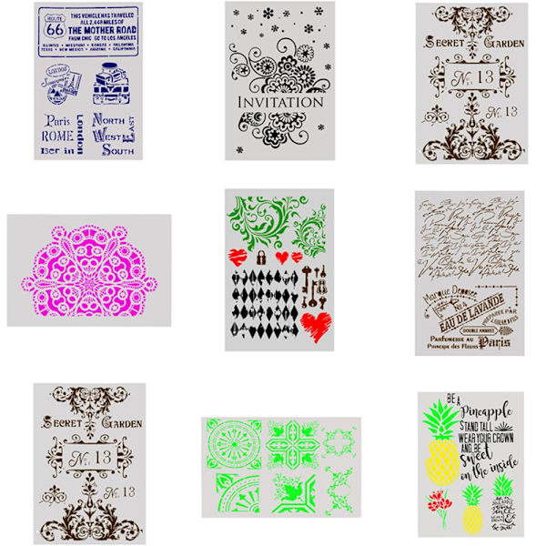 Layering stensiilit Scrapbooking kohokuviointi 18 18