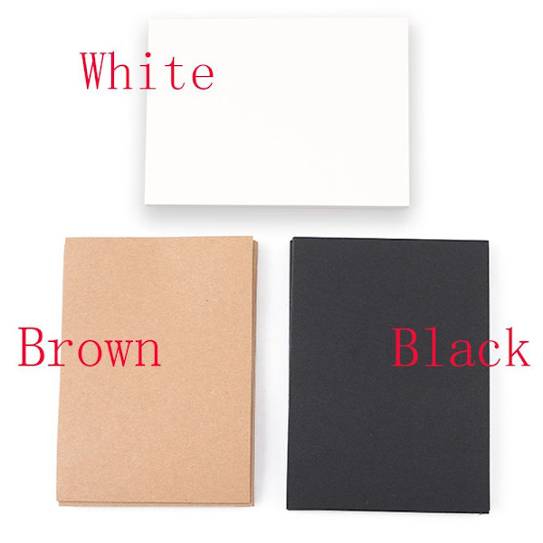 20 Stk Notebook Card Blankt Skrivepapir Skitse Graffiti SORT Black