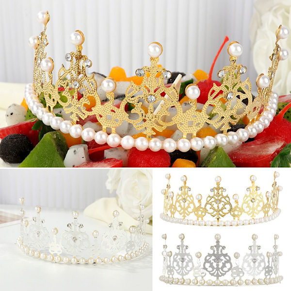 Crown Cake Topper Artificial Pearl GULL gold