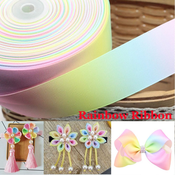 1 meter/parti Rainbow Ribbon Grosgrain Håndlavet 25MM 25mm