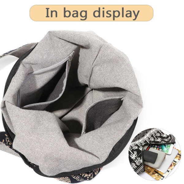 Etnisk stil veske Crossbody skulderveske SVART black