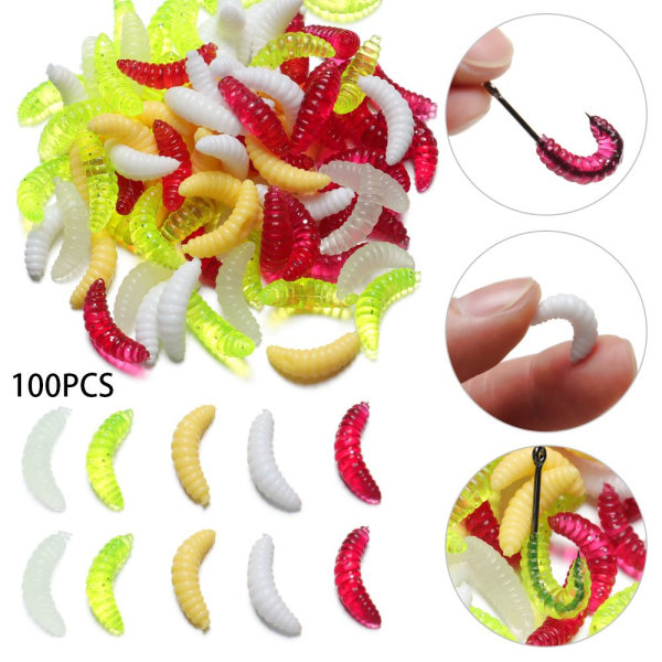 100st Mask Maggot Fiskedrag TRANSPARANT transparent
