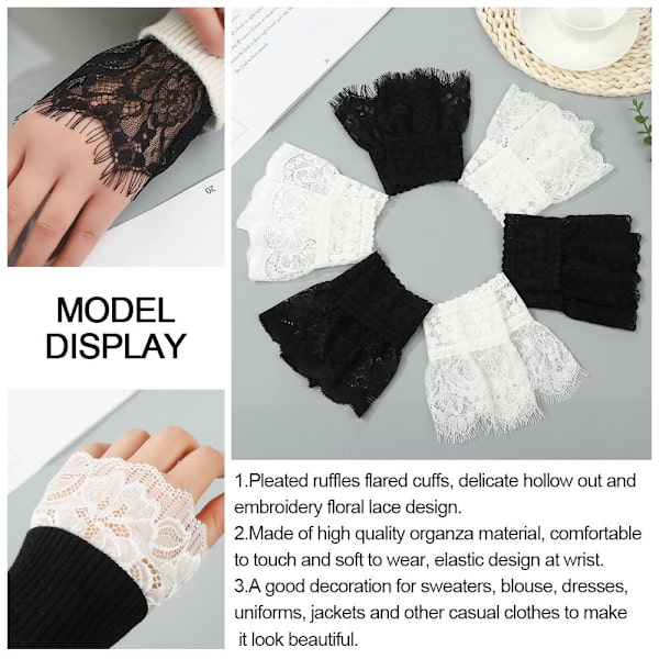 1 par falska ärmar avtagbara ärmar SVART STYLE3 black style3