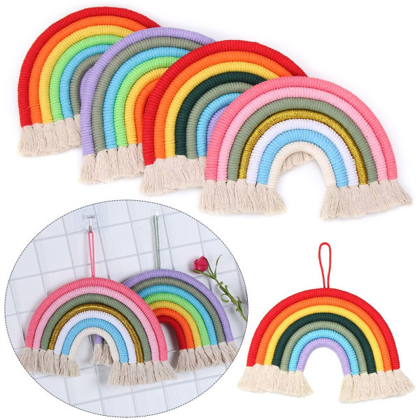 Rainbow Tapestry Macrame seinäteline 2 2
