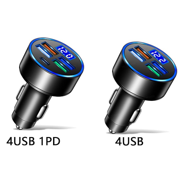 Biloplader LED Digital Display 4USB 4USB 4USB