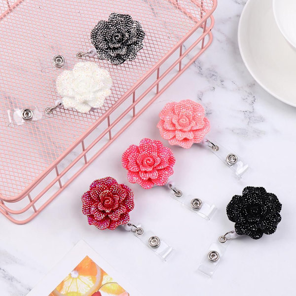 2 STK Badge Reel Rose Shape Badges Holder