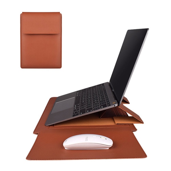 Laptop Taske Stand Case Til Macbook HP Dell Lenovo Huawei BRUN Brown 14-14.5 inch