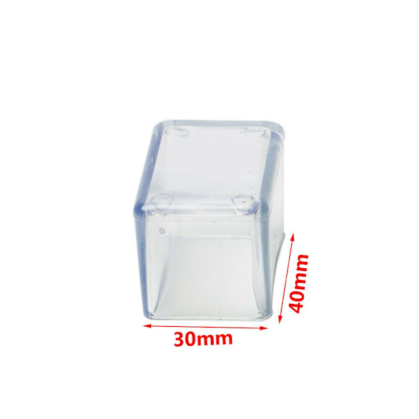 8stk Stolebenkapper Møbelfødder Silikonepuder TRANSPARANT Transparent Rectangle-30X40mm