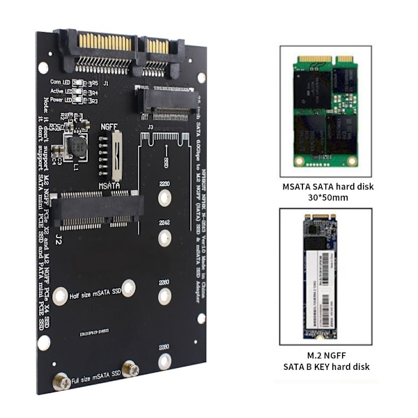 Adapterplate M.2 MSATA til SATA BLÅ Blue