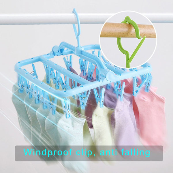 32Pegs Washing Line Airers Klær Tørking Organizer BLÅ blue
