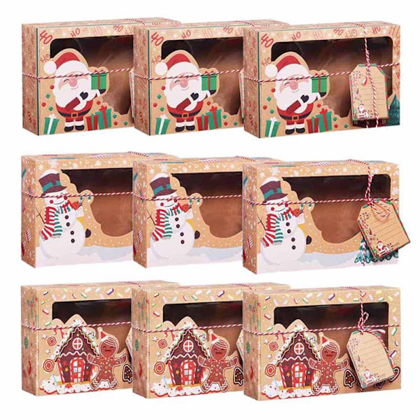 3/6/9/12 stk Kraft papir slik æsker Jul slik poser 9 stk 9pcs