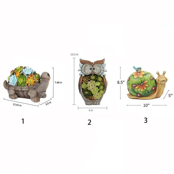 Havssköldpadda Suckulenter Figurer Uggla Skulptur 2 2 2