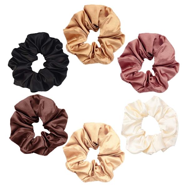 6st Satin Silk Hair Tie Elastic Scrunchies Hästsvanshållare