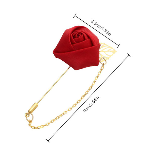 Rose Flower Broche Groom Boutonniere WINE RED Wine Red