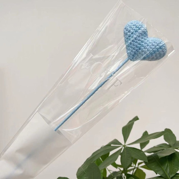 Hjerteform Buket Strikket Blomst LYSEBLÅ Light Blue