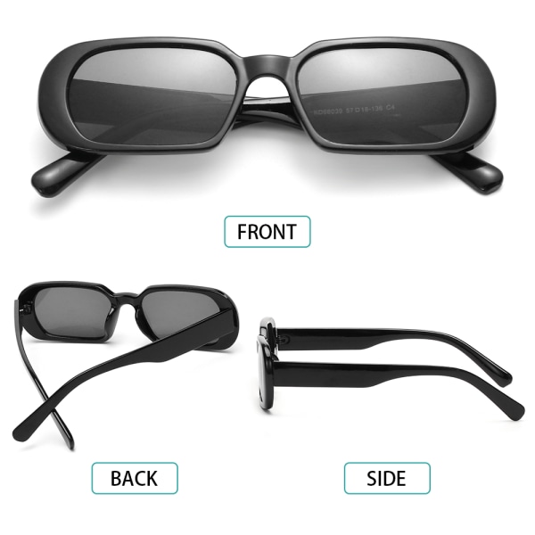 Naisten aurinkolasit Retro soikeat aurinkolasit MUSTA-HARMAA Black-Grey