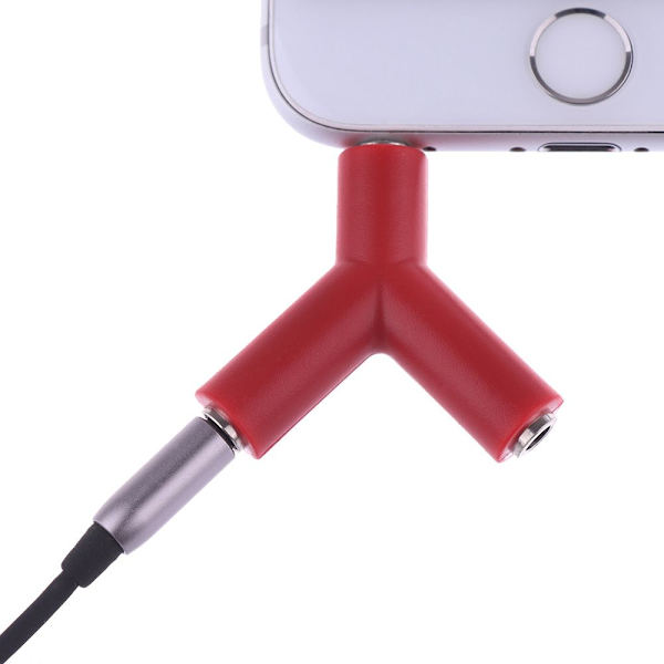 3,5 mm dobbel jack-adapter øretelefon Y-splitter 1 hann til 2 black