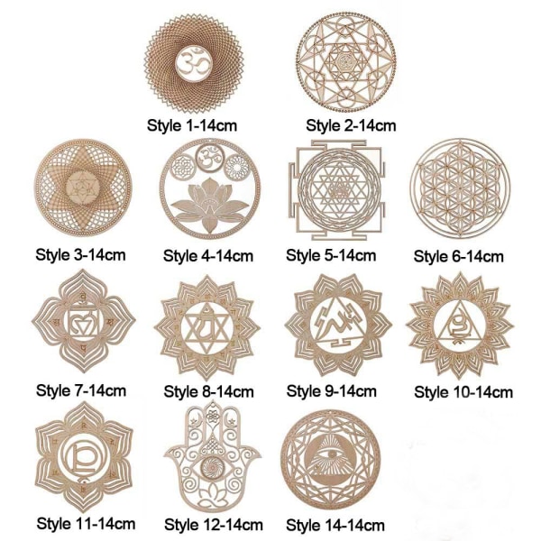 Flower Of Life Energimatte Slice Wood Base STIL 5-30CM Style 5-30cm