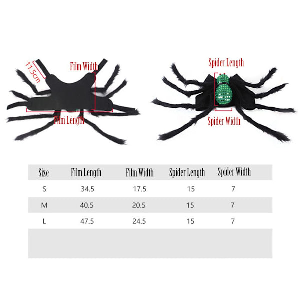 Pet Spider Kläder Halloween Black Spider M M