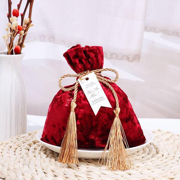 Kiristysnyöri tasku Velvet Candy Bag WINE RED L wine red L