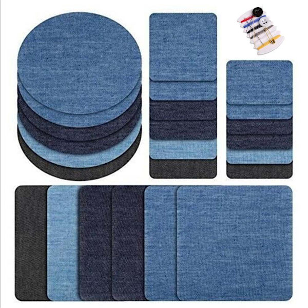 4 Stk Stof Patch Knæ Albue Stryg-på LYSEBLÅ KVADRAT-LILLE light blue