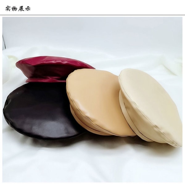 Cap PU Läder Basker BEIGE Beige