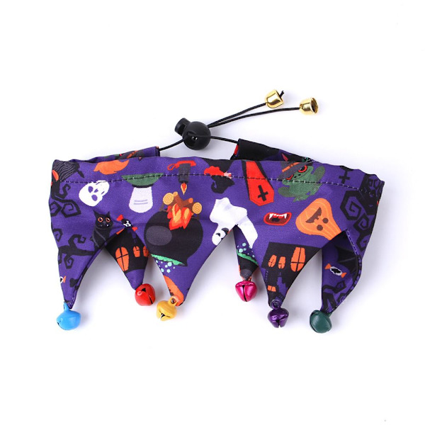 Halloween Cat Skjerf Gresskar Skull Pattern Cat Dress Up purple