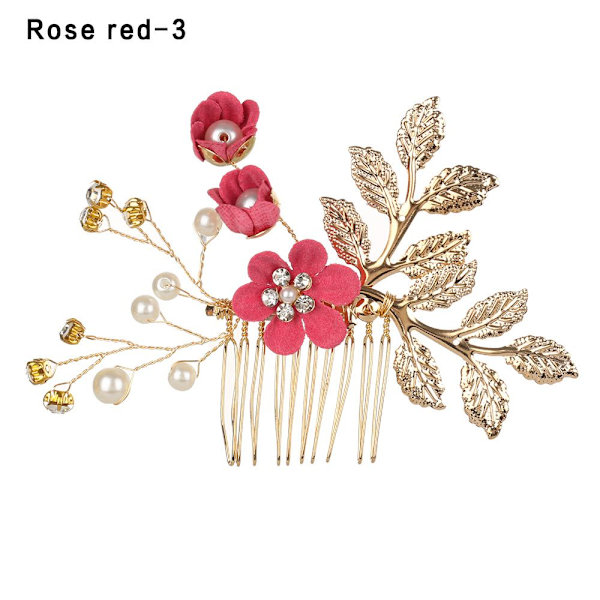 Hårkammar Blomma Hårnål Brudklämmor ROSE RED 3 rose red 3