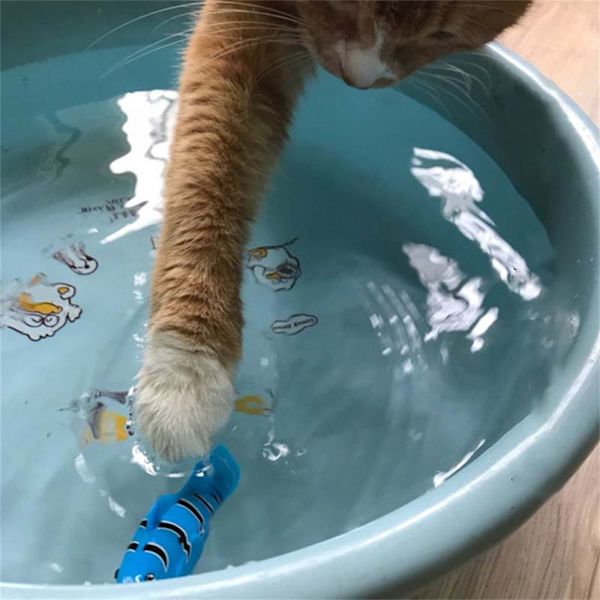 Pet Kat Legetøj Svømmerobot Fisk GUL yellow