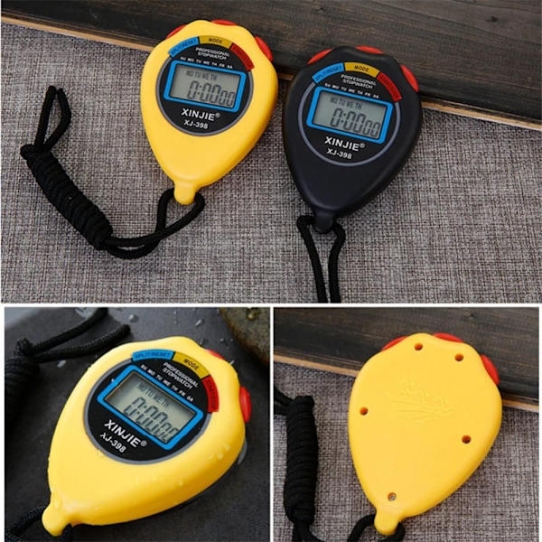 Digital LCD Stopur Elektronisk Ur SORT Black