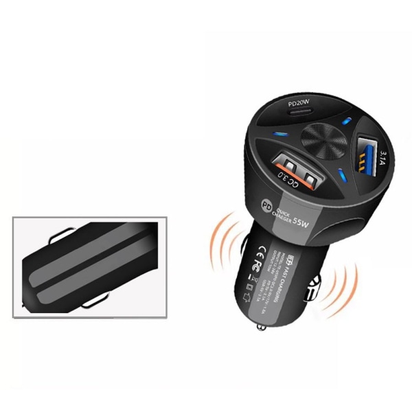 Biloplader Telefon Opladerstik SORT black