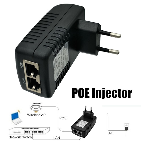 POE Injektor Strømforsyning Adapter. 24V 0,5A 24V 0.5A