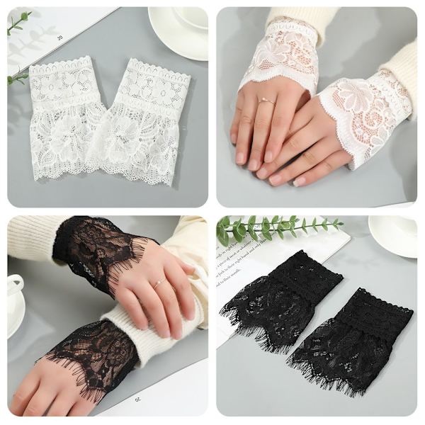 1 par falska ärmar avtagbara ärmar VIT STYLE3 white style3