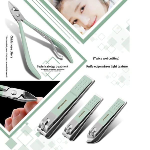 Nagelklippningsset Nagelmanikyrverktyg SET 12 ST 12 ST Green 12 pcs-12 pcs