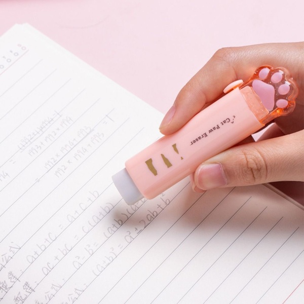 2 STK Eraser Kawaii Cat Paw HVIT White