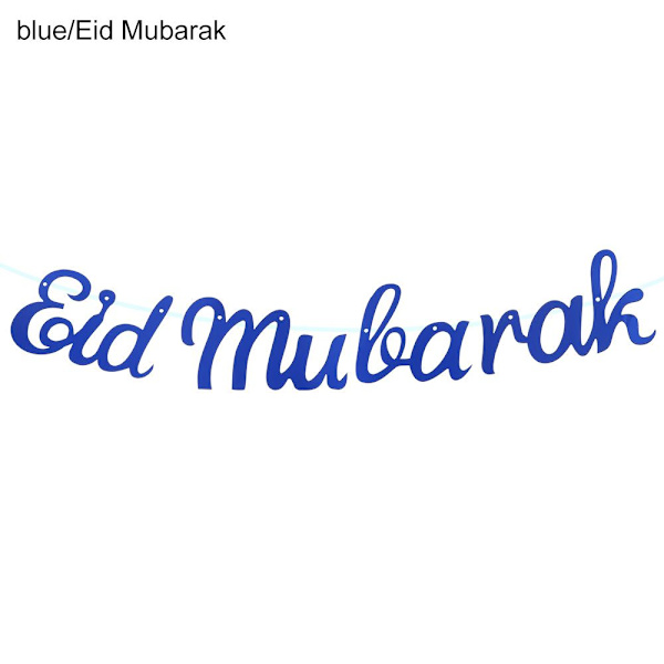 Hængende Flag Bunting Banner BLÅ EID MUBARAK blue Eid Mubarak-Eid Mubarak
